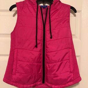 City Streets Pink Puffer Vest Full Zip Hood Size M